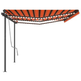 Manual retractable awning with LED 6x3 m Orange and brown