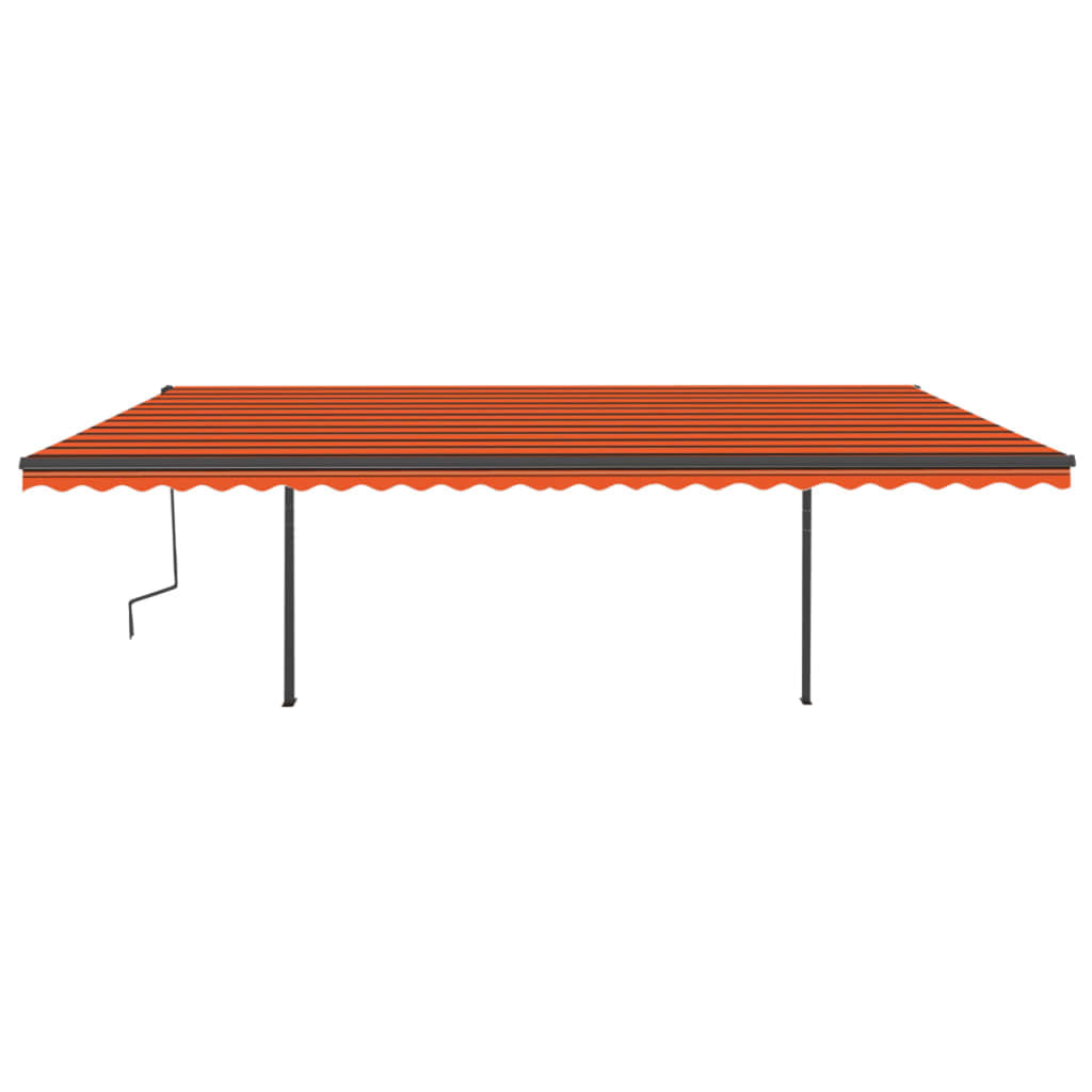 Manual retractable awning with LED 6x3 m Orange and brown