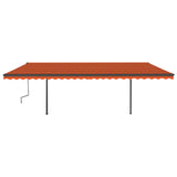 Manual retractable awning with LED 6x3 m Orange and brown