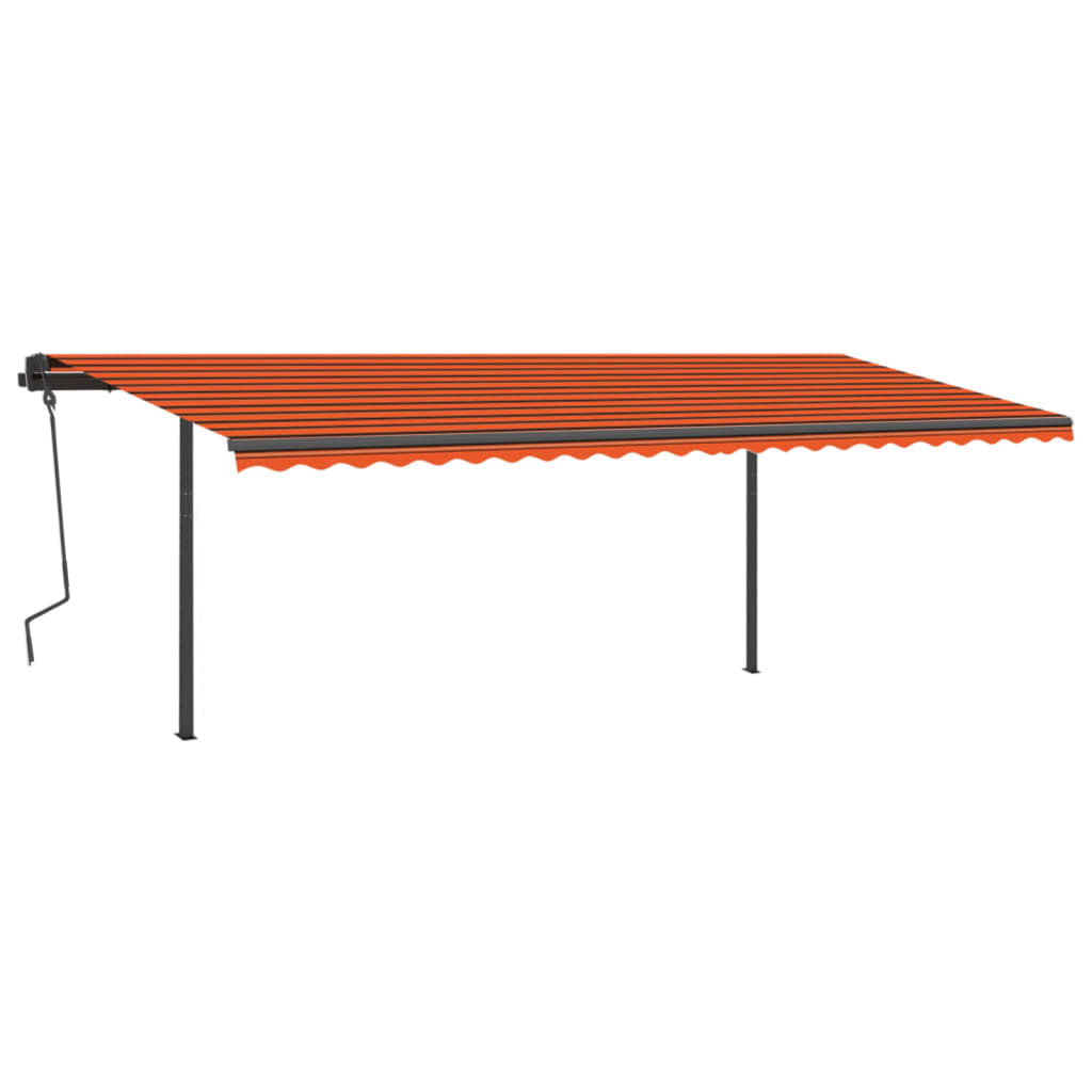 Manual retractable awning with LED 6x3 m Orange and brown