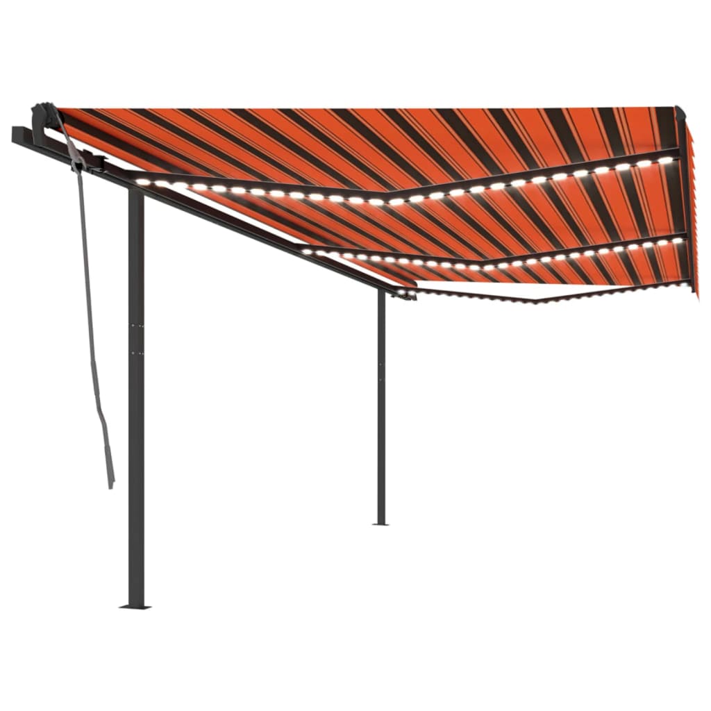 Automatic awning wind sensor/LED 6x3 m Orange and brown