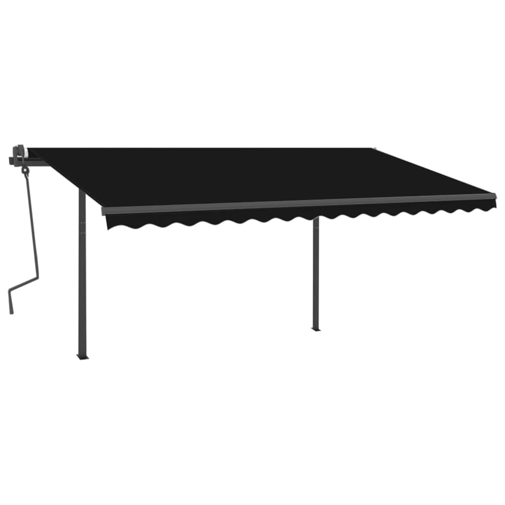 Auvent manuel rétractable avec poteaux 4x3,5 m Anthracite