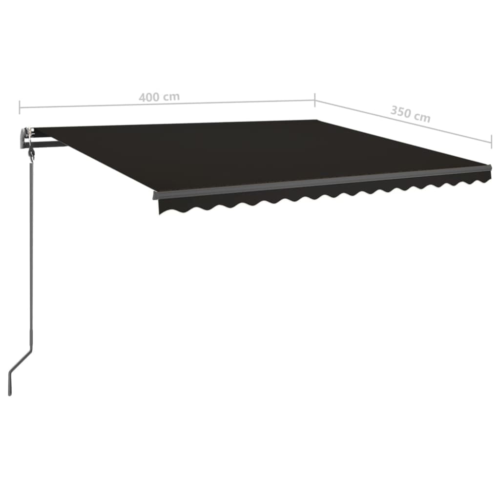 Auvent manuel rétractable avec poteaux 4x3,5 m Anthracite