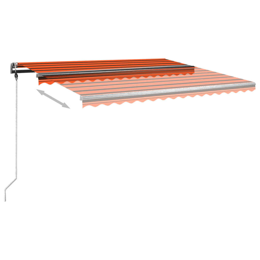 Manual retractable awning with poles 4x3.5 m Orange and brown