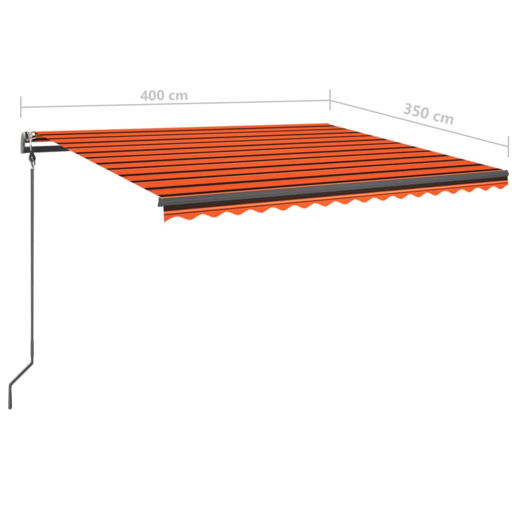 Manual retractable awning with poles 4x3.5 m Orange and brown