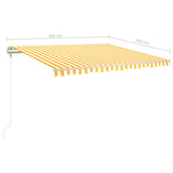 Auvent manuel rétractable avec LED 4x3,5 m Jaune et blanc