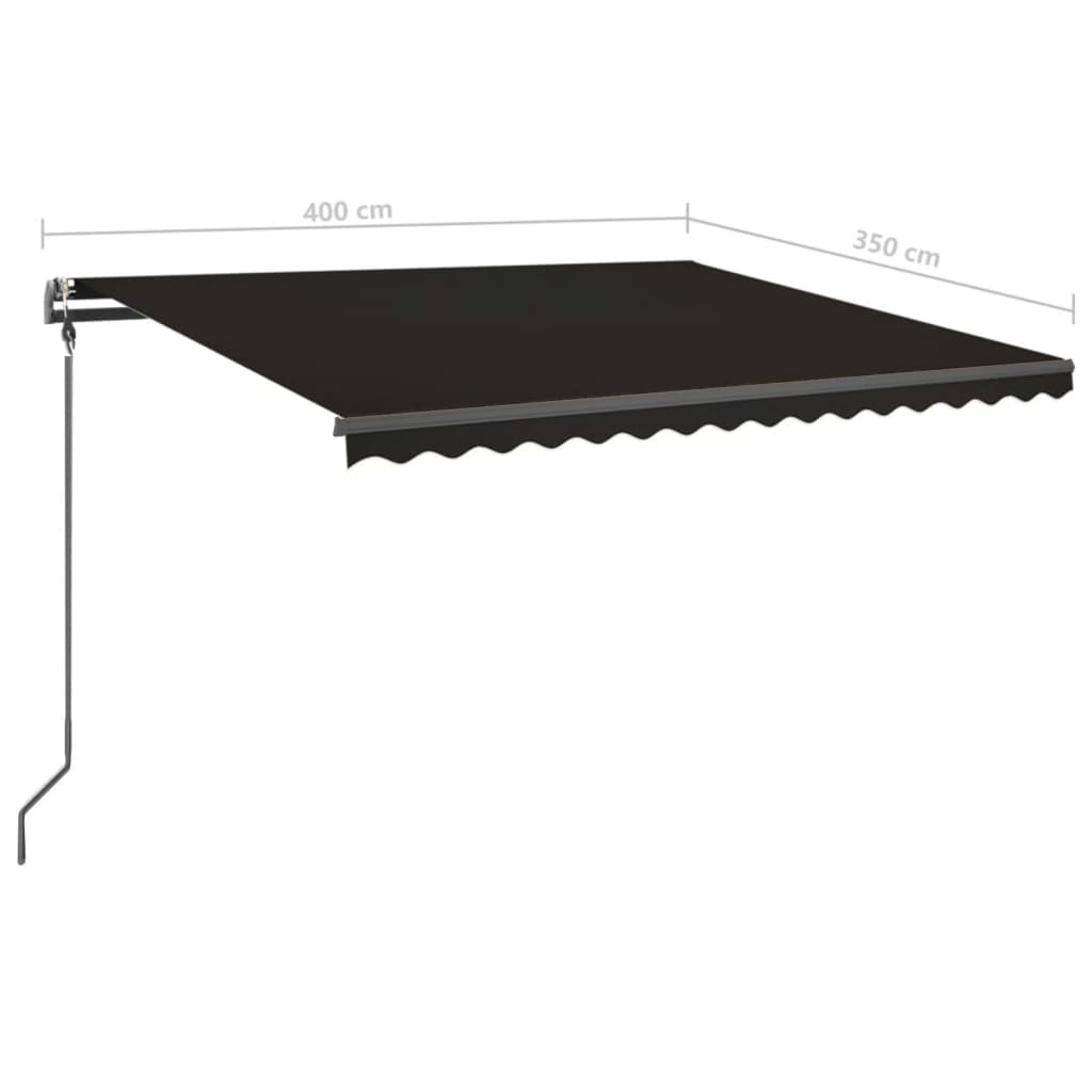 Auvent manuel rétractable avec LED 4x3,5 m Anthracite