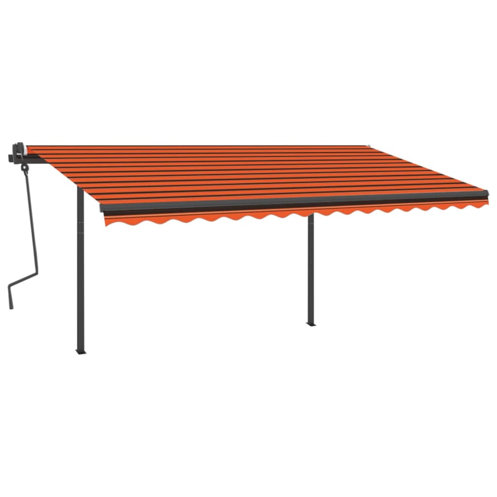 Manual retractable awning with LED 4x3.5 m Orange and brown