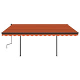 Manual retractable awning with LED 4x3.5 m Orange and brown