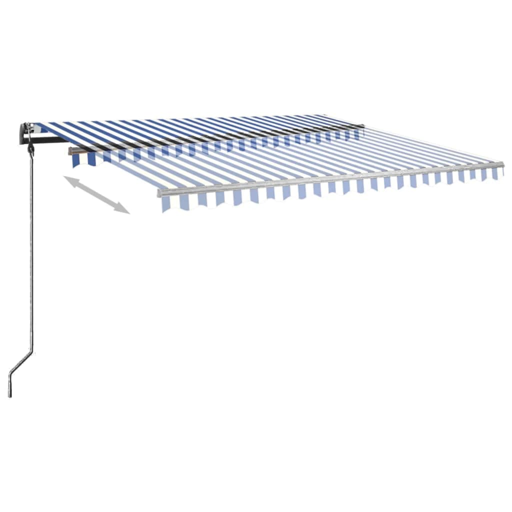 Automatic retractable awning and posts 4x3.5 m Blue and white