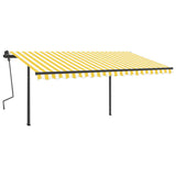 Auvent automatique rétractable avec poteaux 4x3,5 m Jaune blanc