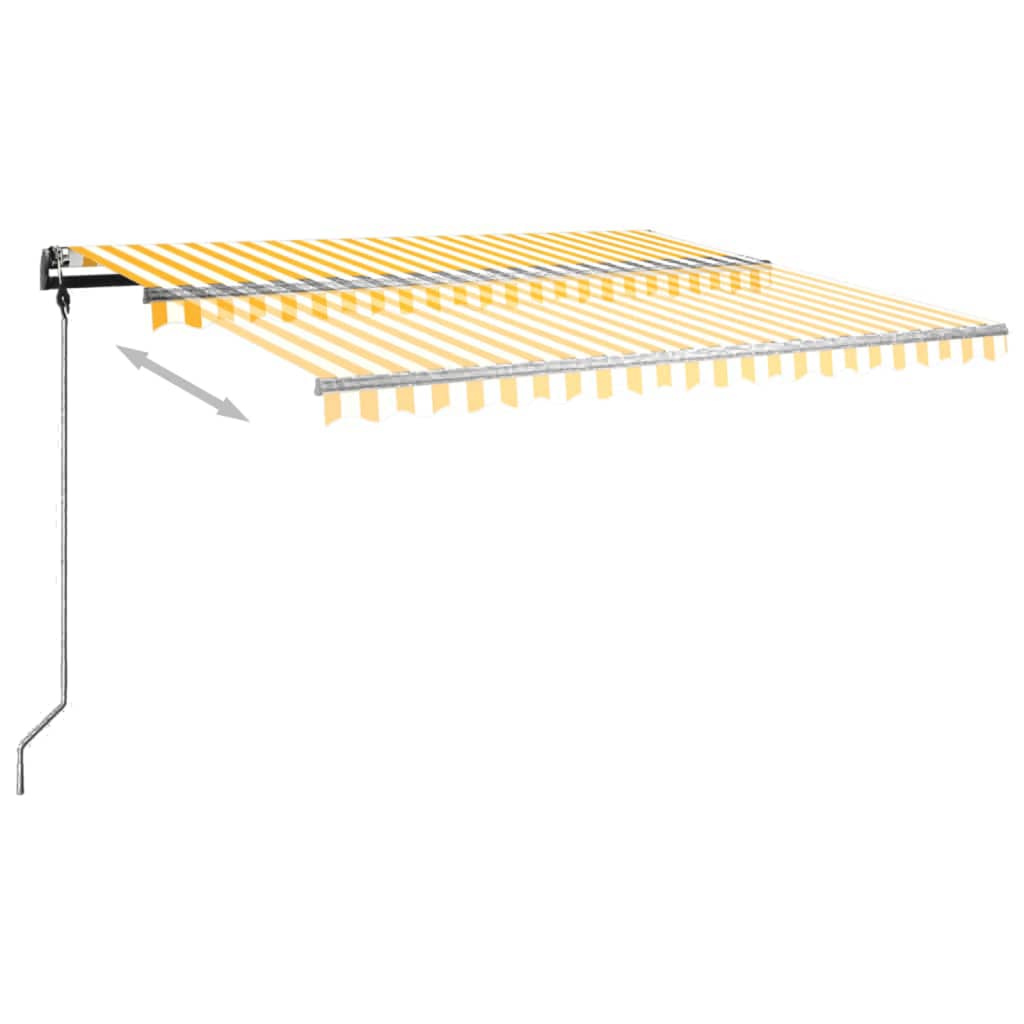 Auvent automatique rétractable avec poteaux 4x3,5 m Jaune blanc