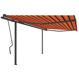 Auvent automatique rétractable poteaux 4x3,5 m Orange marron