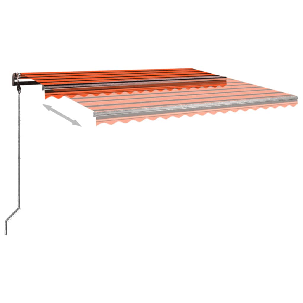 Auvent automatique rétractable poteaux 4x3,5 m Orange marron