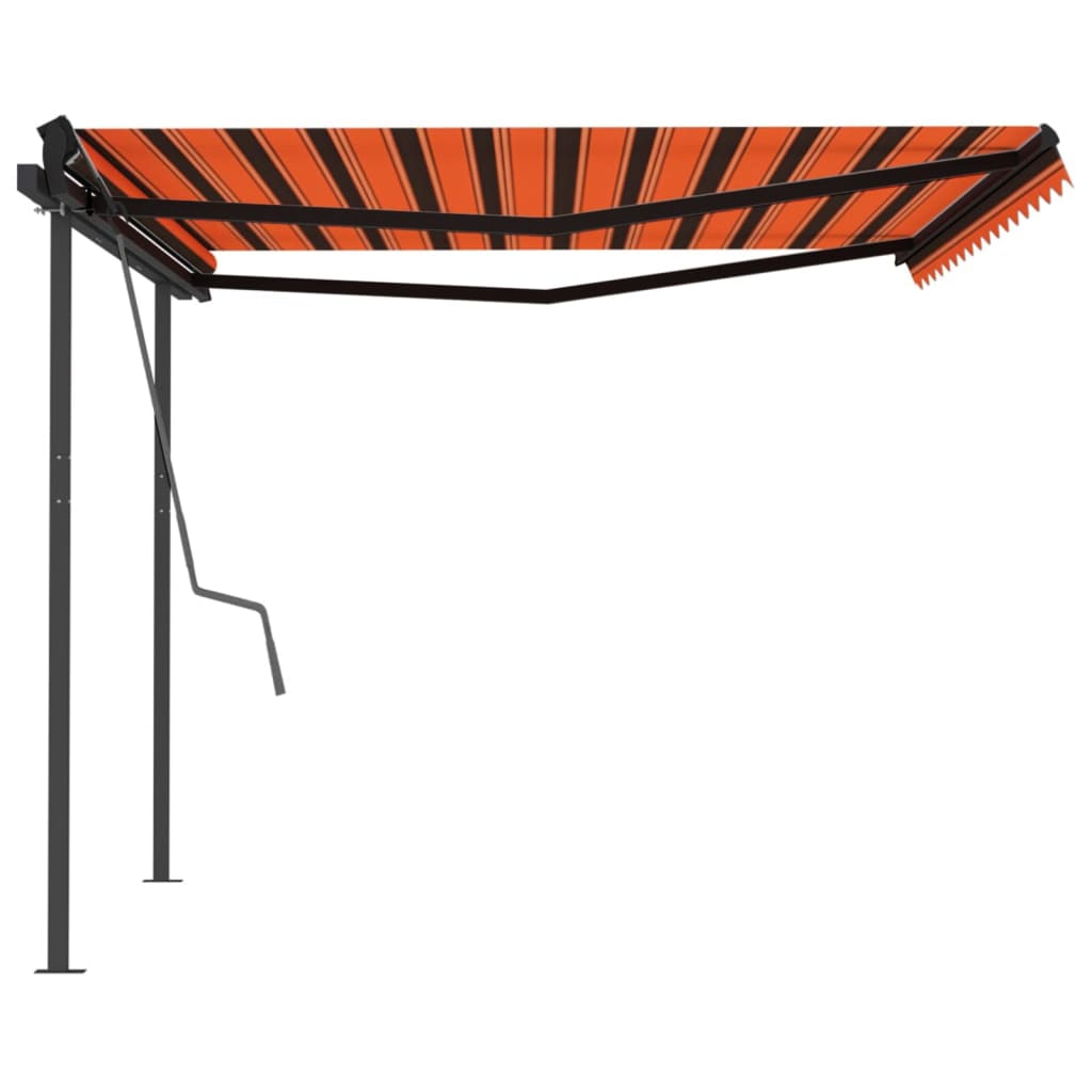 Auvent automatique rétractable poteaux 4x3,5 m Orange marron