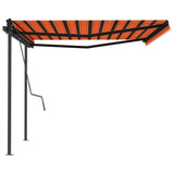 Auvent automatique rétractable poteaux 4x3,5 m Orange marron