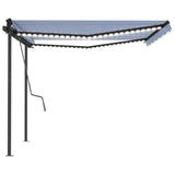 Automatic awning with wind sensor and LED 4x3.5 m Blue and white