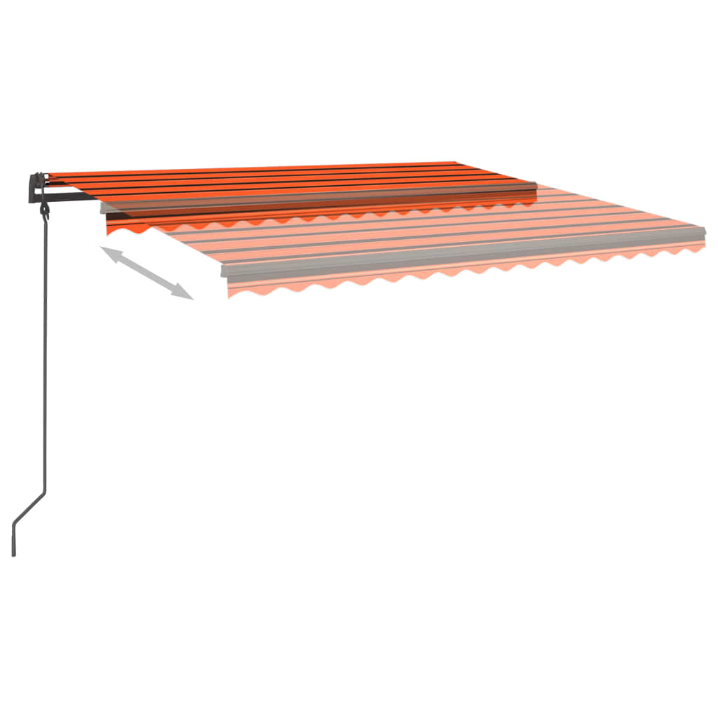 Auvent automatique capteur de vent et LED 4x3,5 m Orange marron