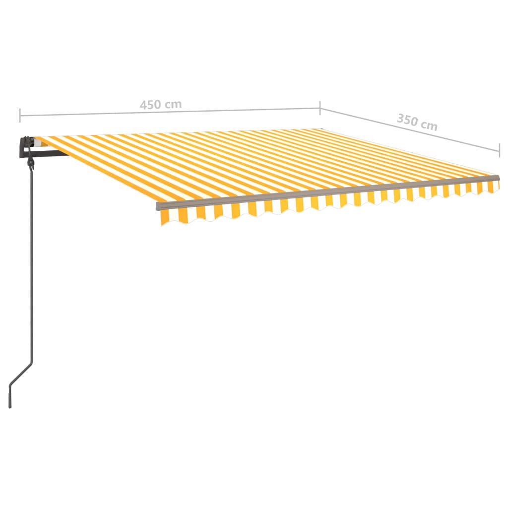 Auvent manuel rétractable avec poteaux 4,5x3,5 m Jaune et blanc