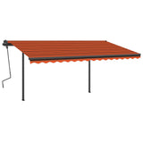 Auvent manuel rétractable avec poteaux 4,5x3,5 m Orange marron