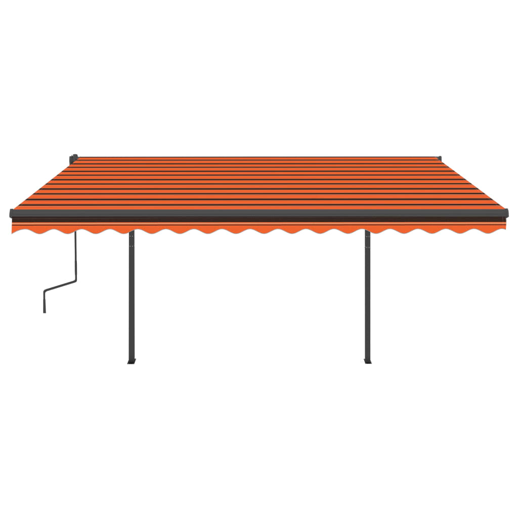 Auvent manuel rétractable avec poteaux 4,5x3,5 m Orange marron