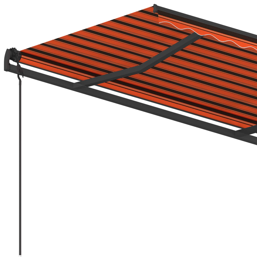 Auvent manuel rétractable avec poteaux 4,5x3,5 m Orange marron