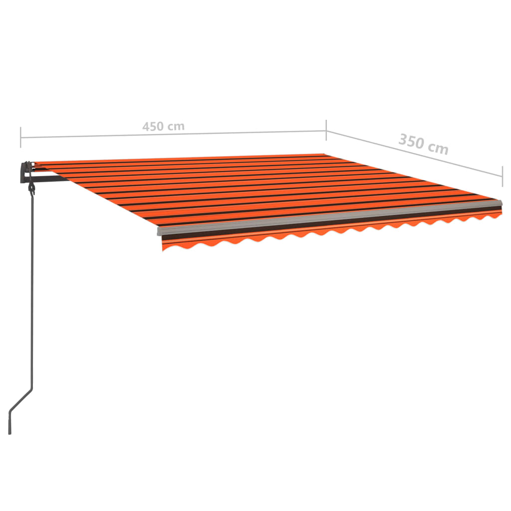 Auvent manuel rétractable avec poteaux 4,5x3,5 m Orange marron