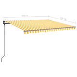 Auvent manuel rétractable avec LED 4,5x3,5 m Jaune et blanc