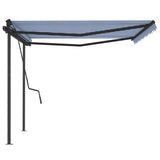 Automatic retractable awning posts 4.5x3.5 m Blue and white