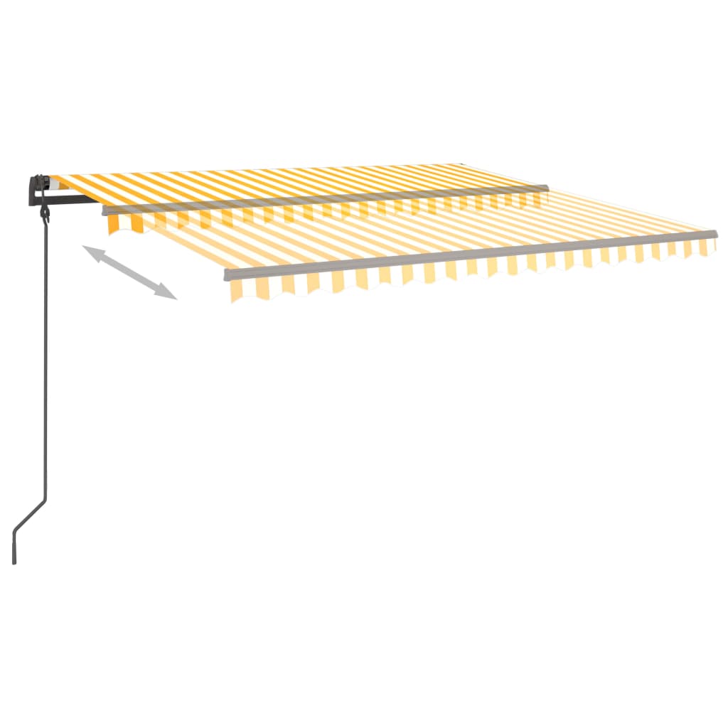 Auvent automatique rétractable poteaux 4,5x3,5 m Jaune blanc