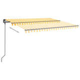 Auvent automatique capteur de vent LED 4,5x3,5 m Jaune et blanc