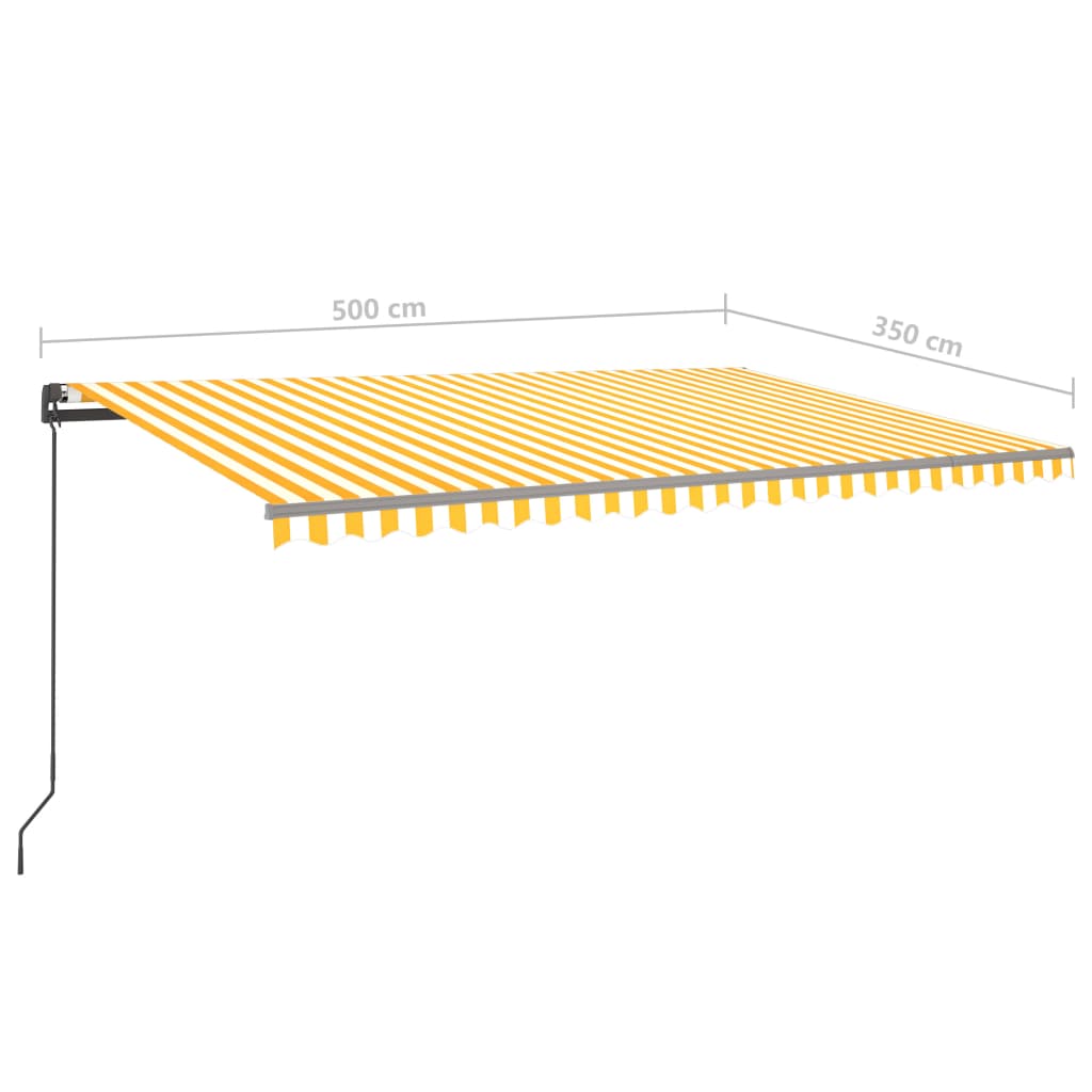 Auvent manuel rétractable avec poteaux 5x3,5 m Jaune et blanc