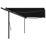 Manual retractable awning with posts 5x3.5 m Anthracite