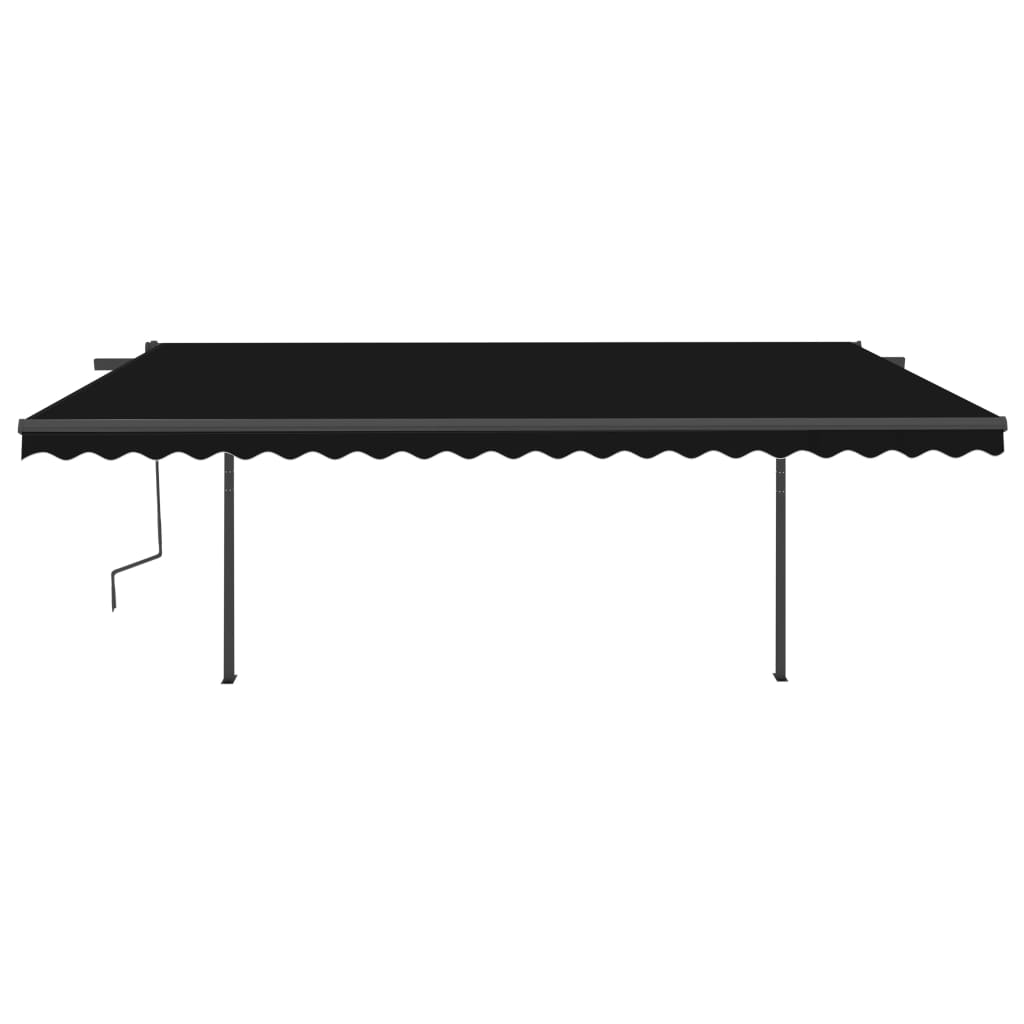 Manual retractable awning with posts 5x3.5 m Anthracite