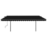 Manual retractable awning with posts 5x3.5 m Anthracite