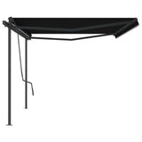 Manual retractable awning with posts 5x3.5 m Anthracite