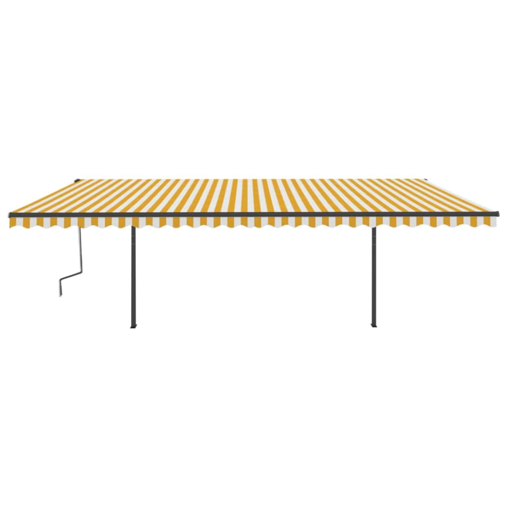 Manual retractable awning with poles 6x3.5 m Yellow and white