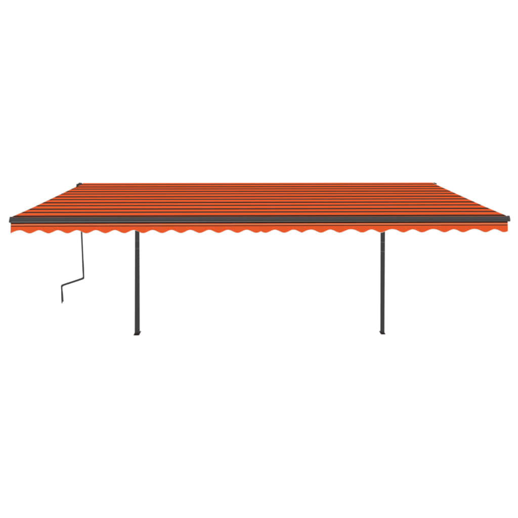 Manual retractable awning with LED 6x3.5 m Orange and brown