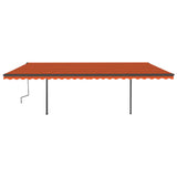 Manual retractable awning with LED 6x3.5 m Orange and brown