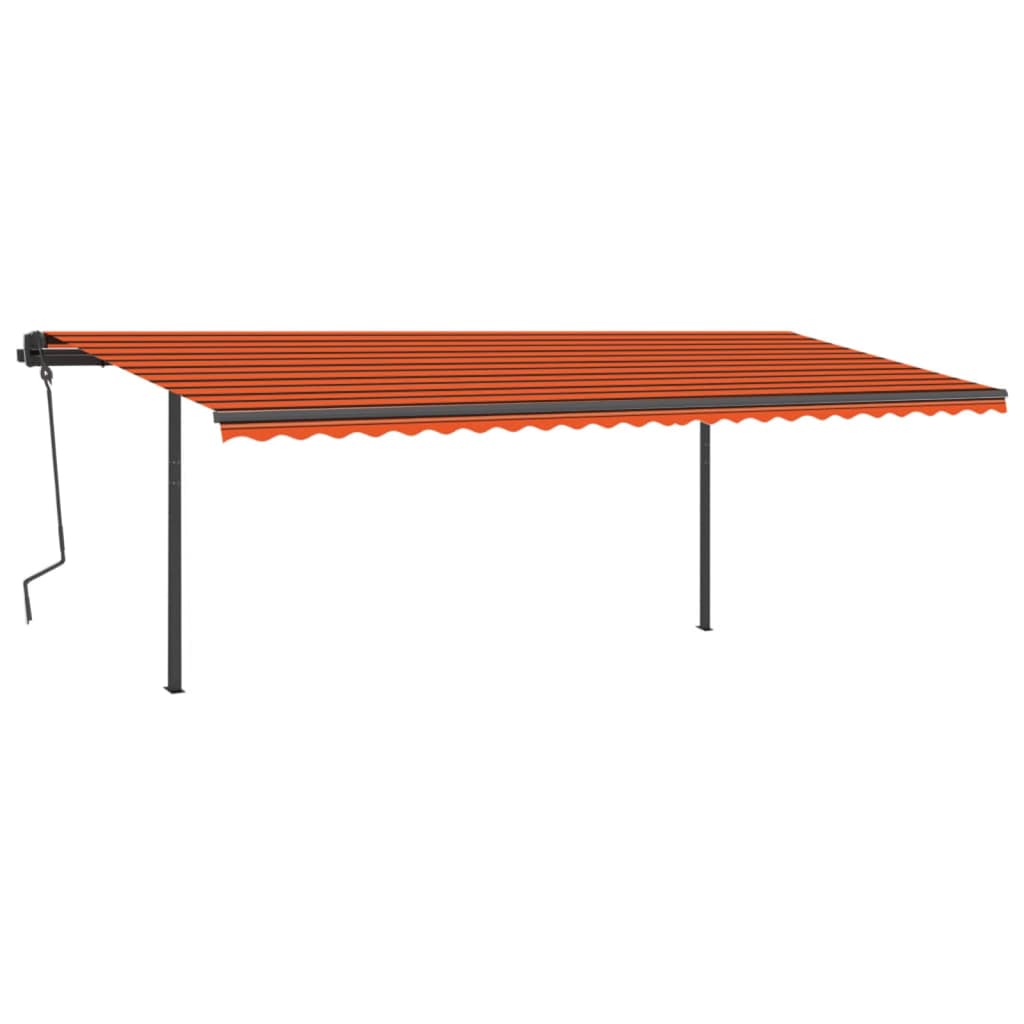 Auvent automatique rétractable et poteaux 6x3,5 m Orange marron