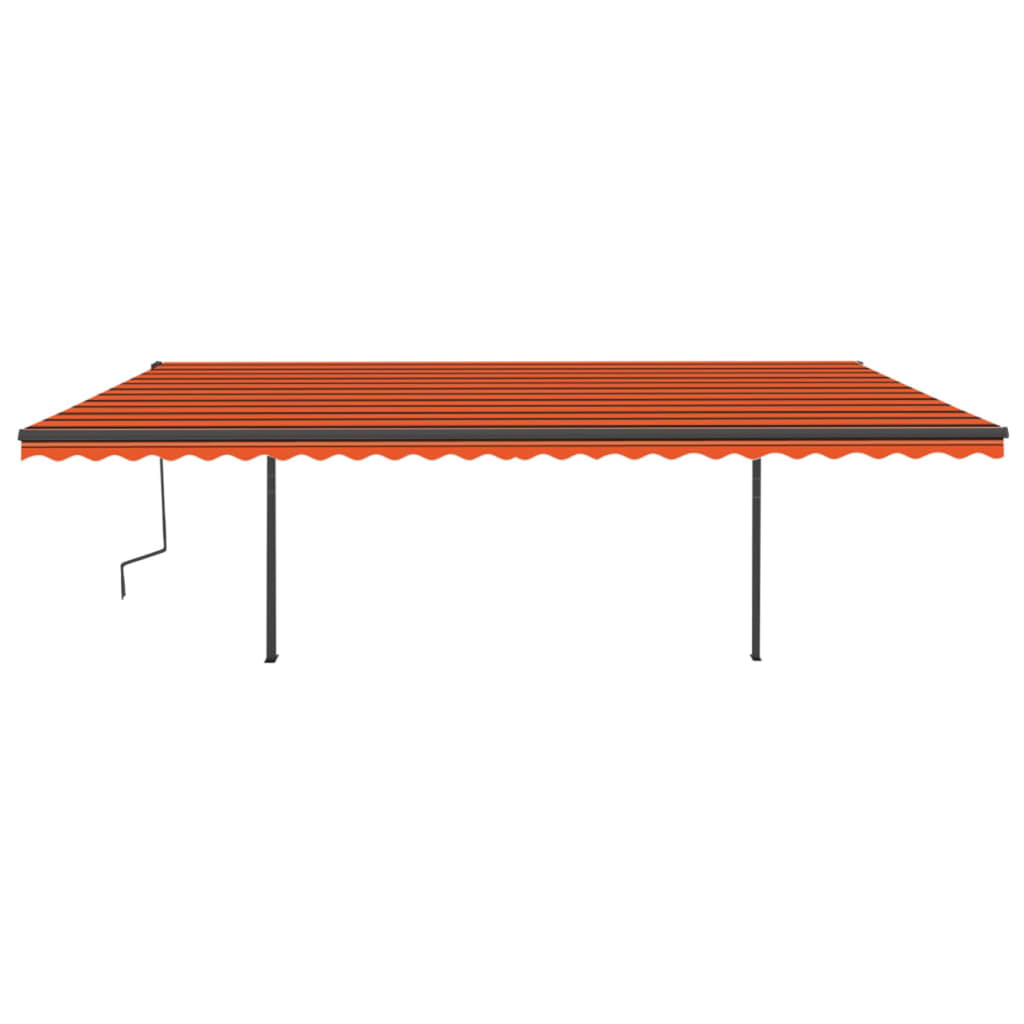 Auvent automatique rétractable et poteaux 6x3,5 m Orange marron