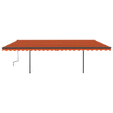 Auvent automatique rétractable et poteaux 6x3,5 m Orange marron