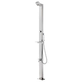 Douche de jardin avec base gris 225 cm Acier inoxydable