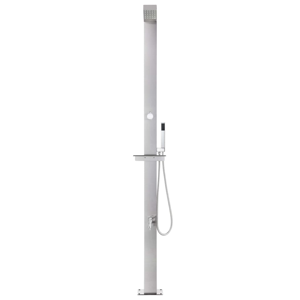 Douche de jardin avec base gris 225 cm Acier inoxydable