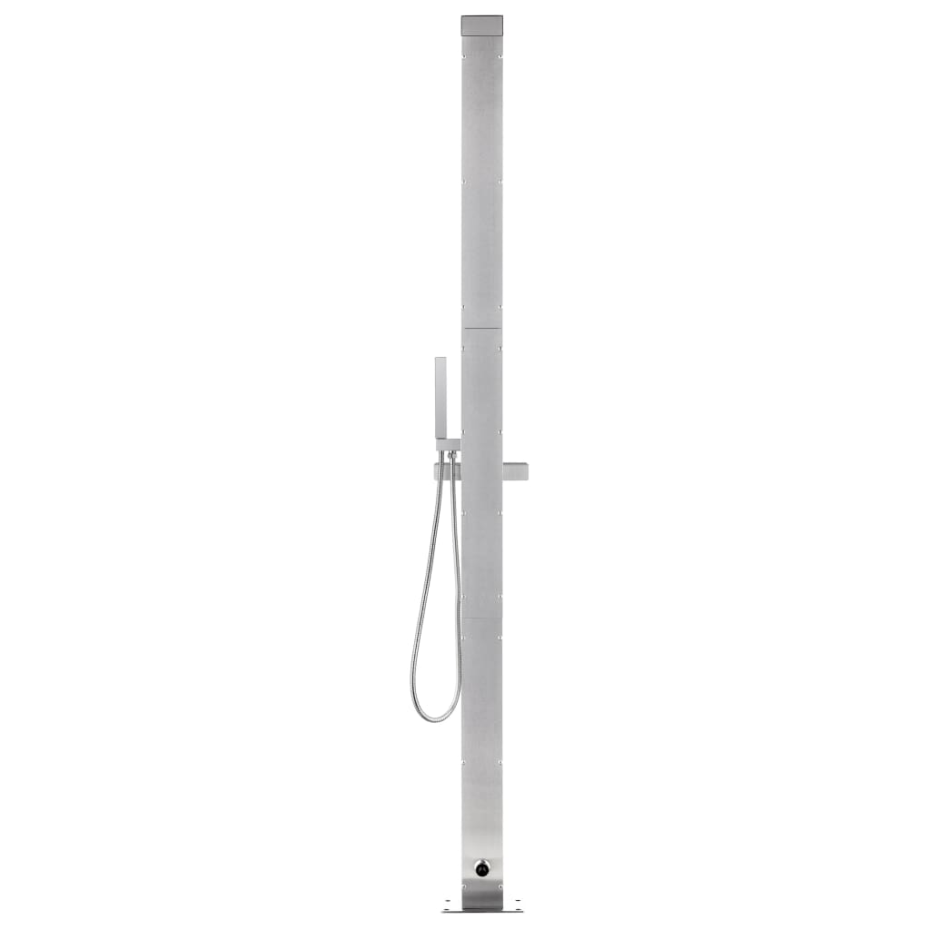 Douche de jardin avec base gris 225 cm Acier inoxydable