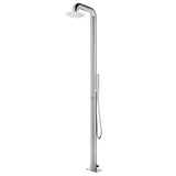 Douche de jardin avec base gris 230 cm Acier inoxydable