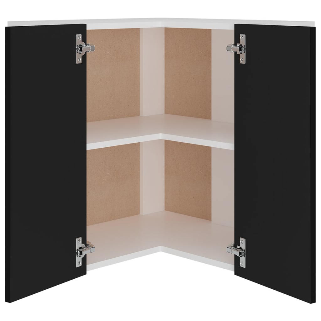 Hängender Eckschrank Schwarz 57x57x60 cm Holzwerkstoff