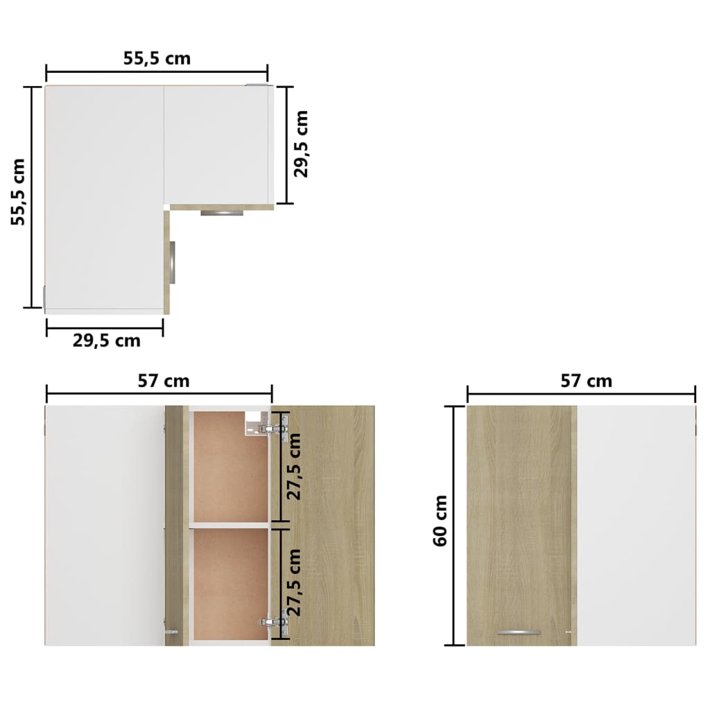 Armoire d'angle suspendue Chêne sonoma Bois d’ingénierie