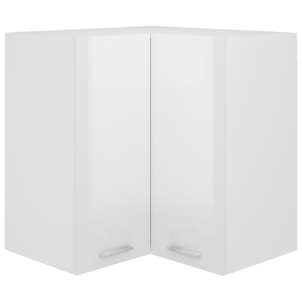 Armoire d'angle suspendue Blanc brillant Bois d’ingénierie