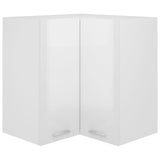 Armoire d'angle suspendue Blanc brillant Bois d’ingénierie